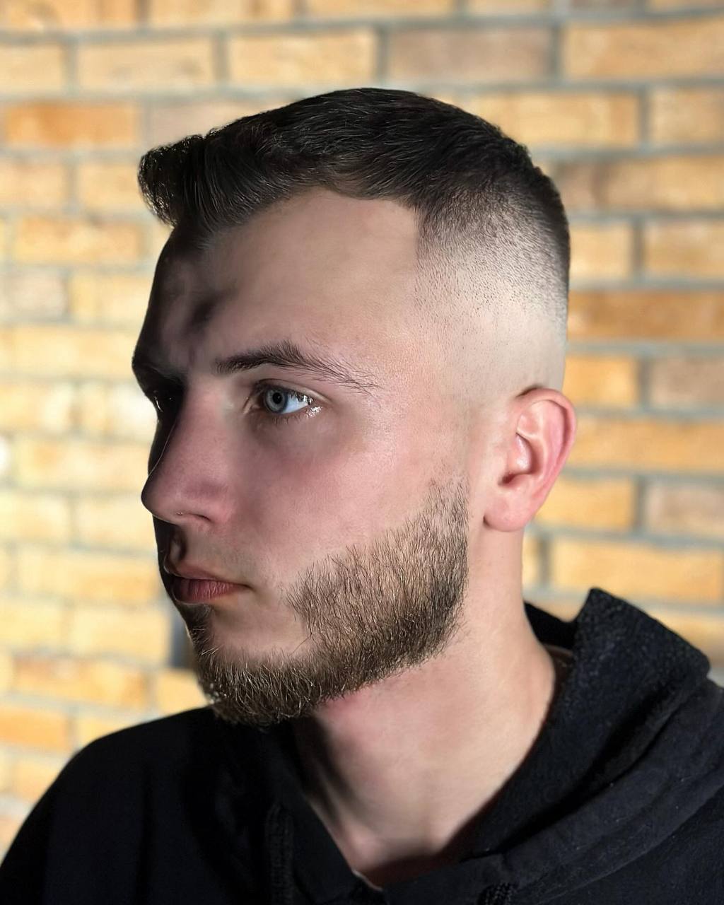 Crew cut with beard, styled look, by barber Alex at BRODSKI Barbershop Wilanów, Warszawa