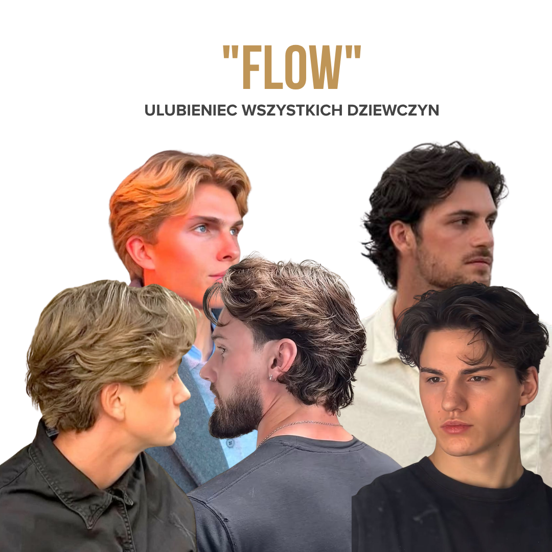 Fryzura flow — miękko zaczesane włosy średniej długości