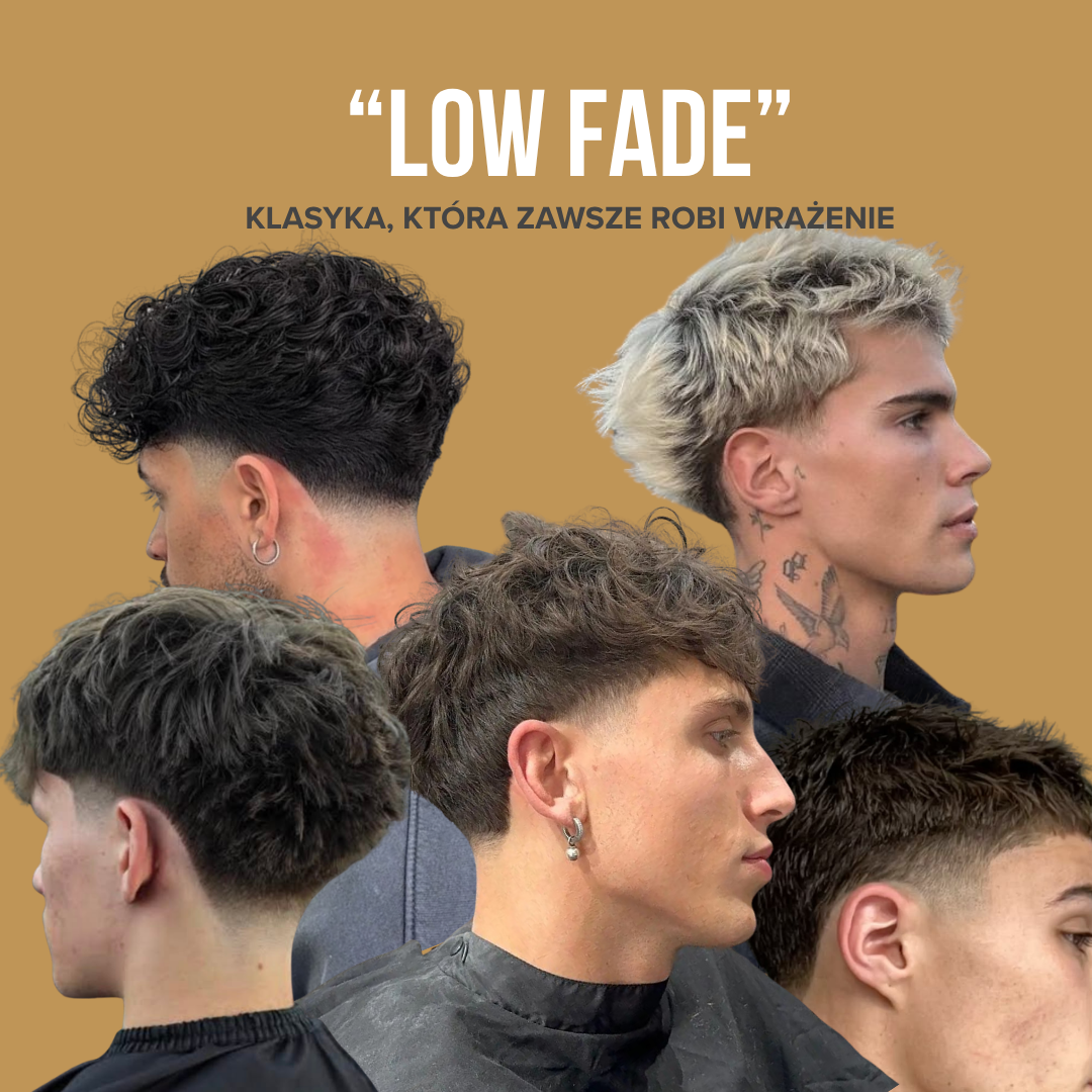 Fryzura low fade — niskie cieniowanie boków